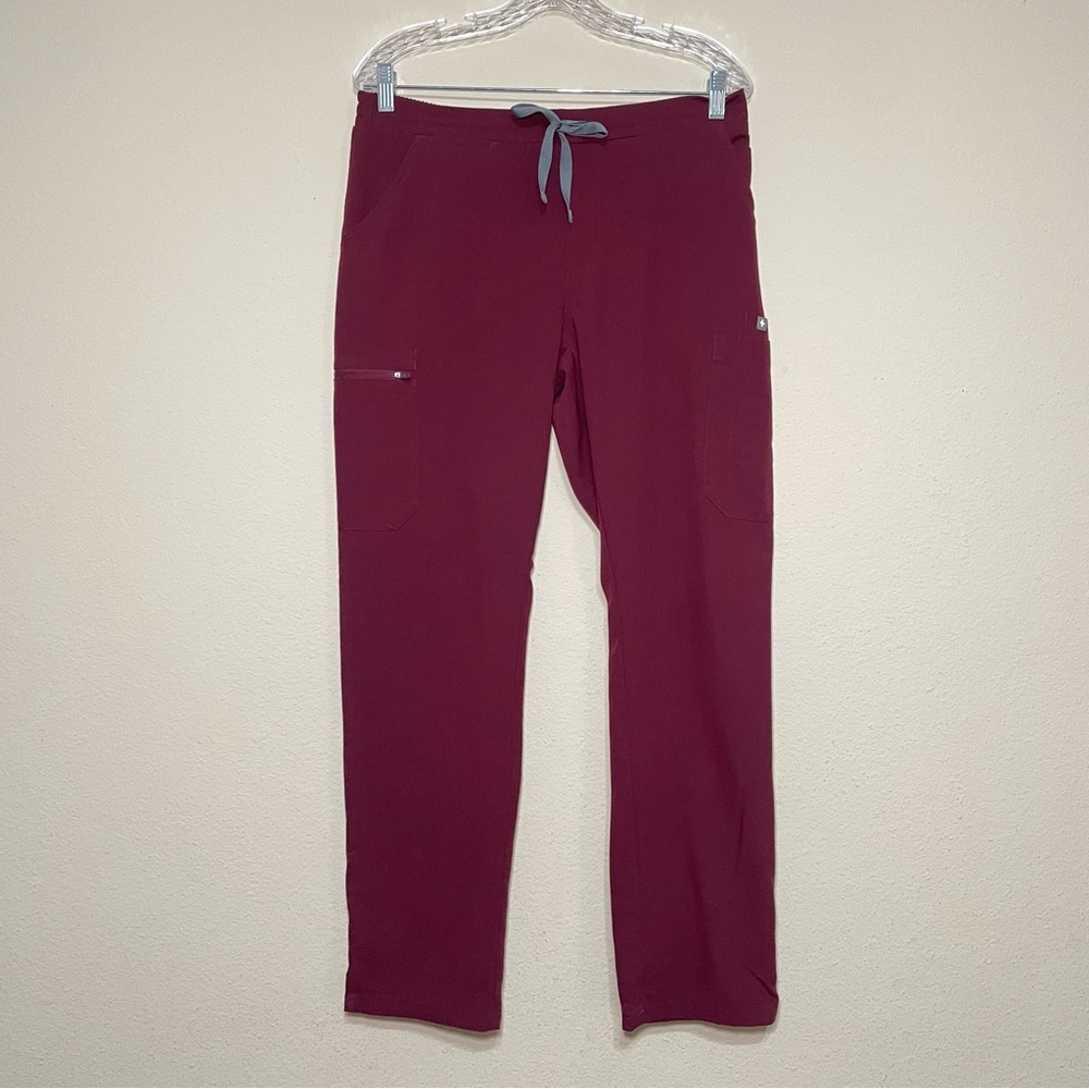 FIGS Women’s High Waisted Yola Skinny Scrub‎ Pants Burgundy Size Medium